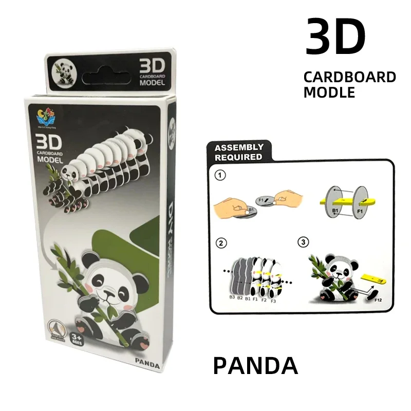 Children's 3D Puzzle Kindergarten Animal Puzzle Panda Squirrel Zebra Hippo Intelligence Early Education Toys Animal Model Paper