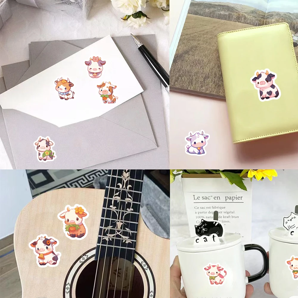 500PCS Cute Dairy Cow Roll Sticker Handbill Material Cute High Appearance Level Envelope Sealing Sticker Student Kawaii