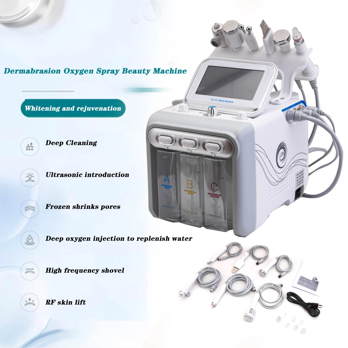 6 in1 Hydrogen and Oxygen Small Bubble Machine Multifunction Facial Moisturizing Pores Cleaning Anti Wrinkle Skin Rejuvenation