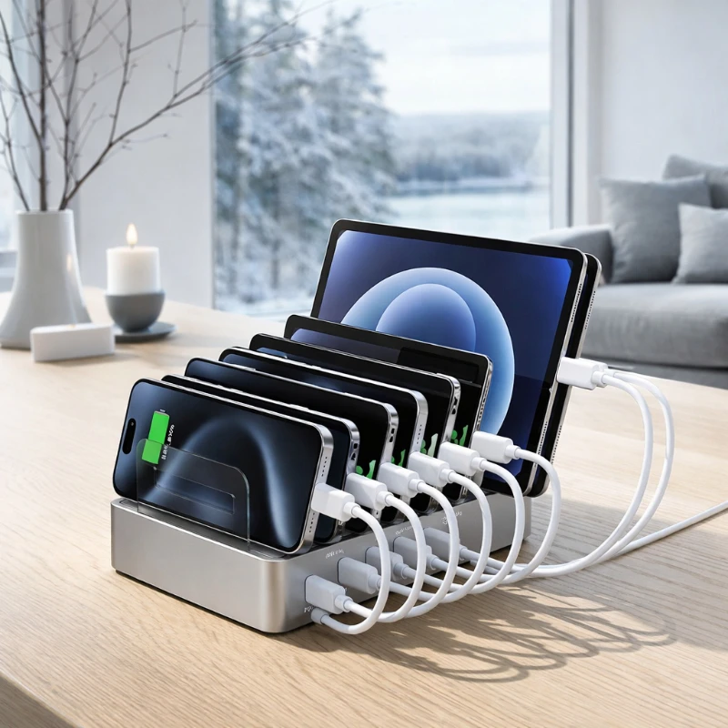USB Multi - port Charger Desktop Charging Station Type - C Fast Charging Stand Storage Rack For Phone Tablet Office Desktop