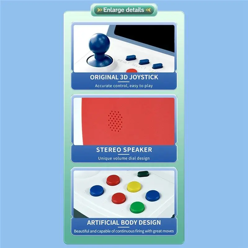 A41Z-A6PLUS Retro Mini Arcade Video Game Console 1000+ Games 3.2Inch Screen Built In Joystick Support TV Output Home Arcade - Image 2