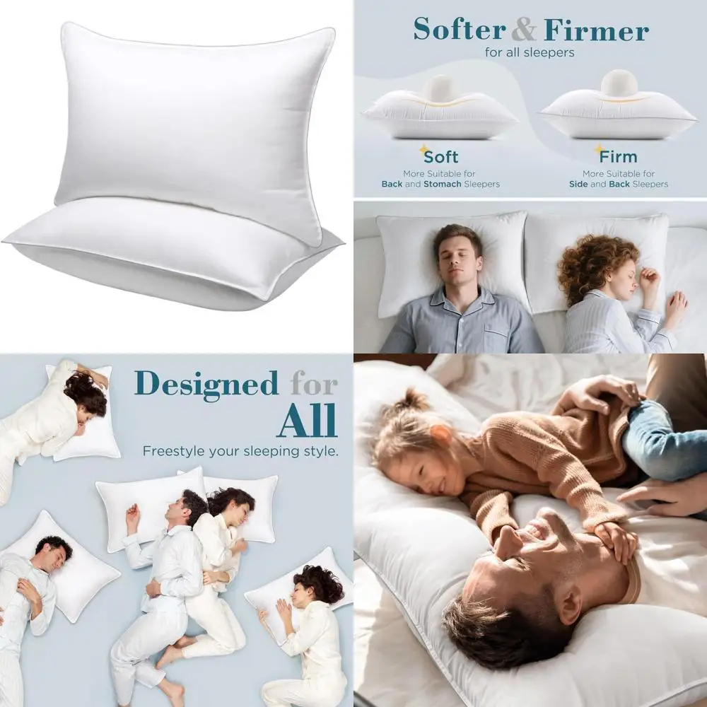 

Набор из 2 подушек размера «Queen», роскошный гостиничный стиль, гипоаллергенные подушки с наполнителем, аналогом пуха, для комфортного сна