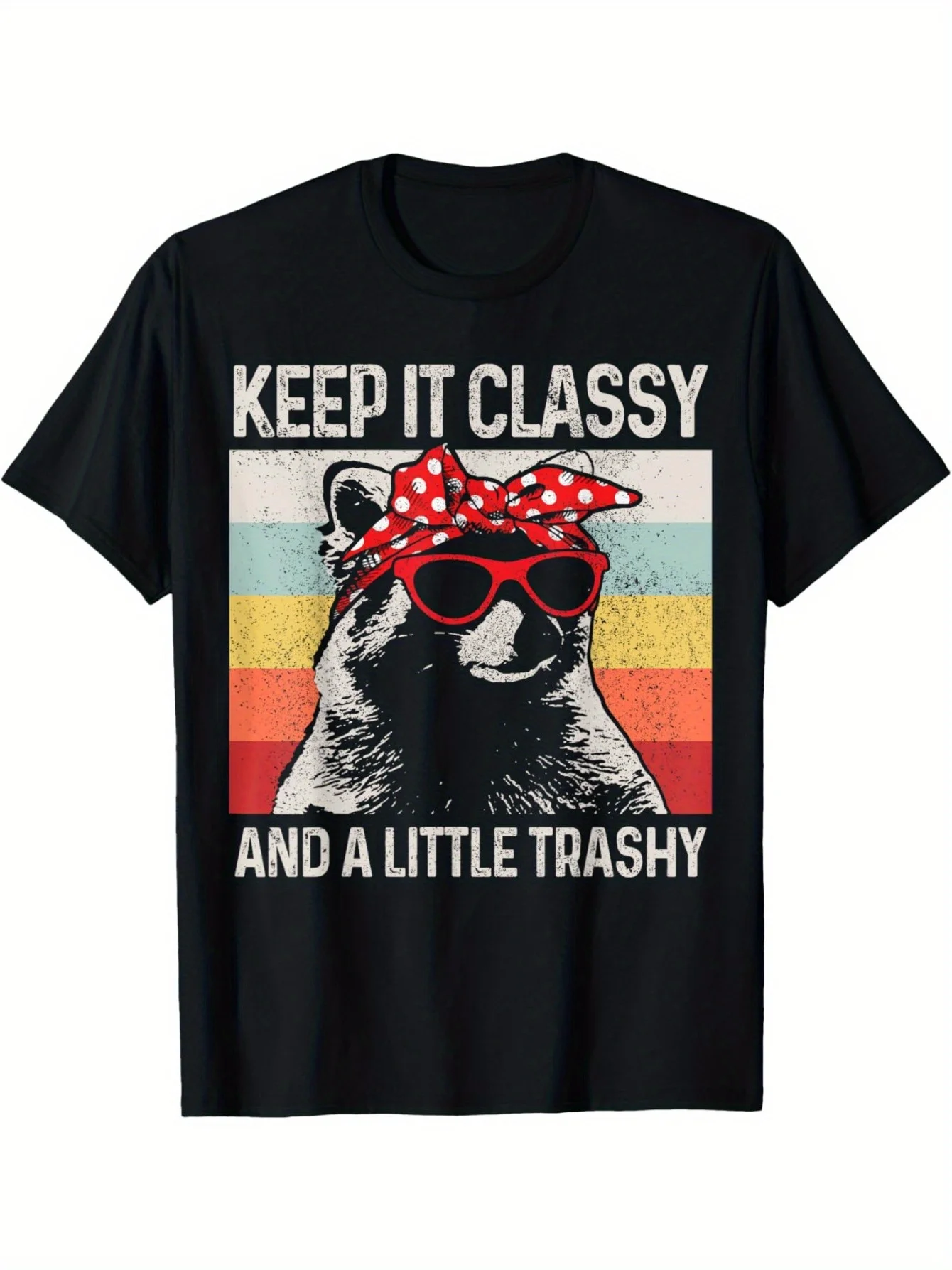 

Retro Trashy Raccoon T-Shirt - Black Fashionable Holiday Gift for Family/Friends