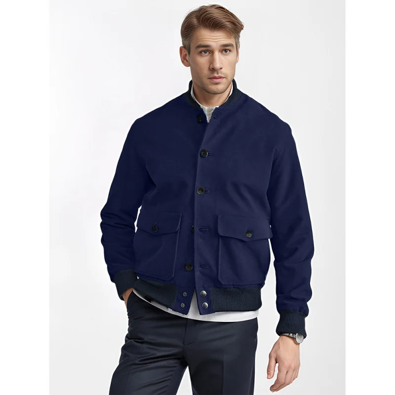 Men's Spring and Autumn New Independent Station European Size Solid Color Single-Breasted Woolen Coat Men's Woolen Jacket