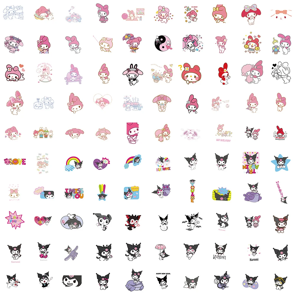 10/30/50/100pcs Cute Sanrio Kuromi My Melody Stickers Cartoon Kid DIY Decals Toy Stationery Laptop Phone Case Anime Sticker Pack