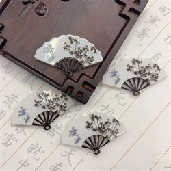 10 Pieces New Retro 36MM Flower Charm Acetic Acid Acrylic Fan Beads Charms Connectors Diy Hair Jewelry Making Resin Acessories