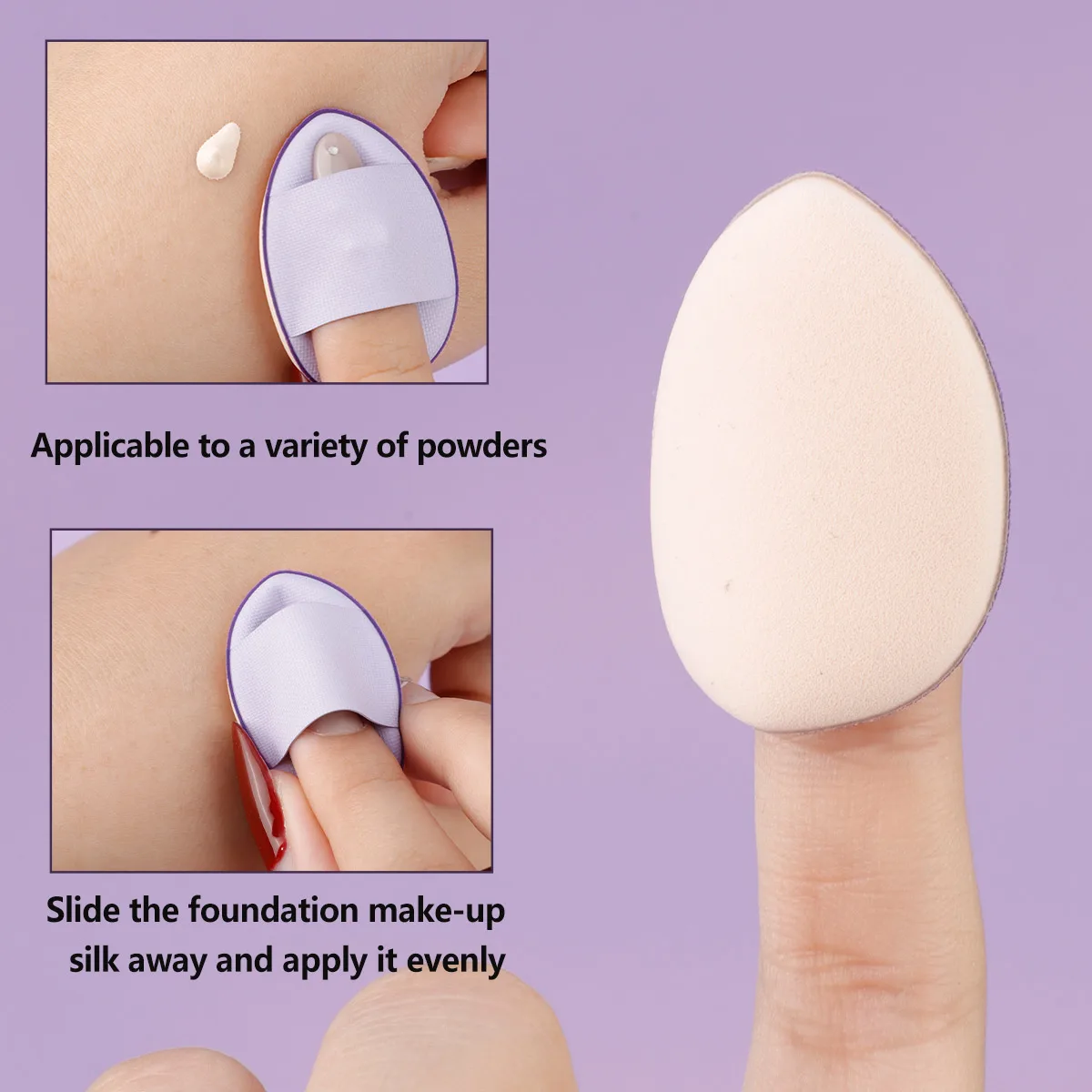 4 กล่อง Finger Powder Puff Thumb Air Cushion มินิแต่งหน้าฟองน้ํา Wet & Dry ปลายนิ้วแป้งพัฟ