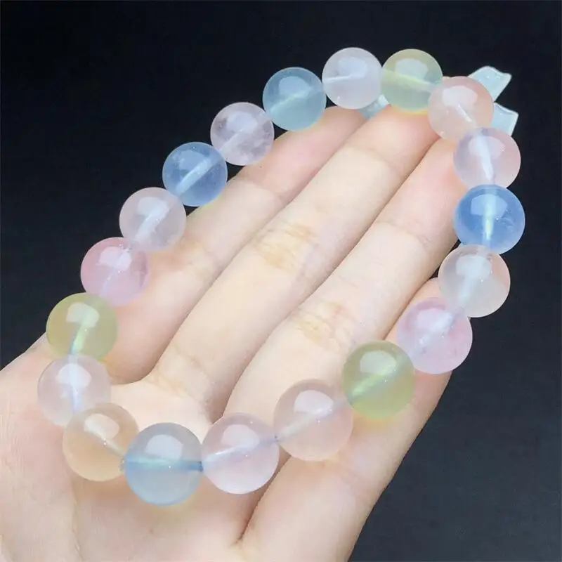 10MM Natural Morganite Bracelet Women Fashion Round Stone Elegant Healing Strand Wristband Gift 1PCS