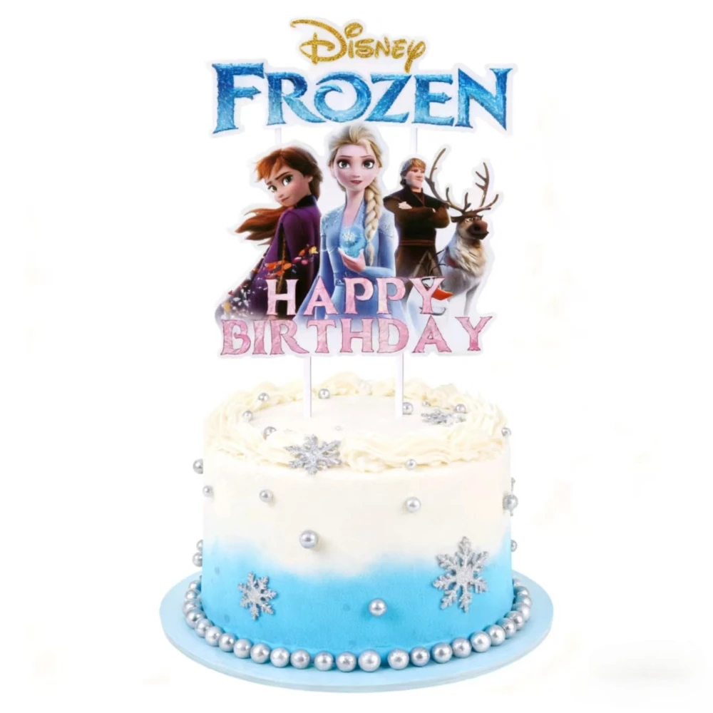 

25 шт., топперы для торта принцессы Эльзы и Анны Disney «Холодное сердце» для девочек, украшения на день рождения, снежинка, синяя тема, топперы для рождественской вечеринки