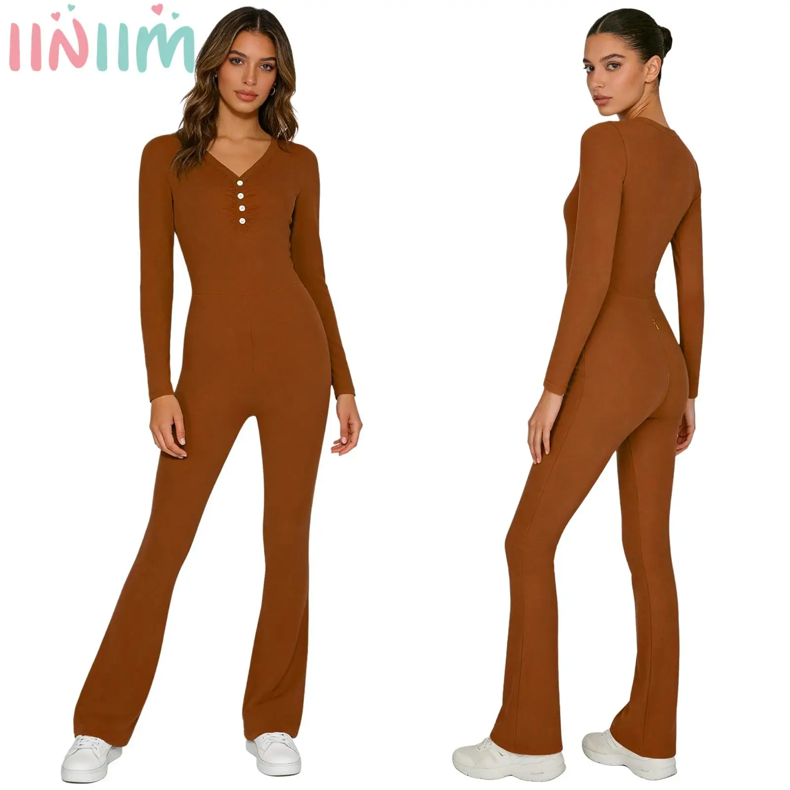 

Женский повседневный комбинезон-ромпер с расклешенными штанинами для тренировок, йоги, фитнеса, бега, пеших прогулок и занятий спортом на открытом воздухе