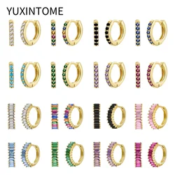 925 Silver Needle Zircon Hoop Earrings For Women Colorful Crystal Huggie Earrings Tiny Ear Ring Aretes Ear Hoops Fashion Jewelry