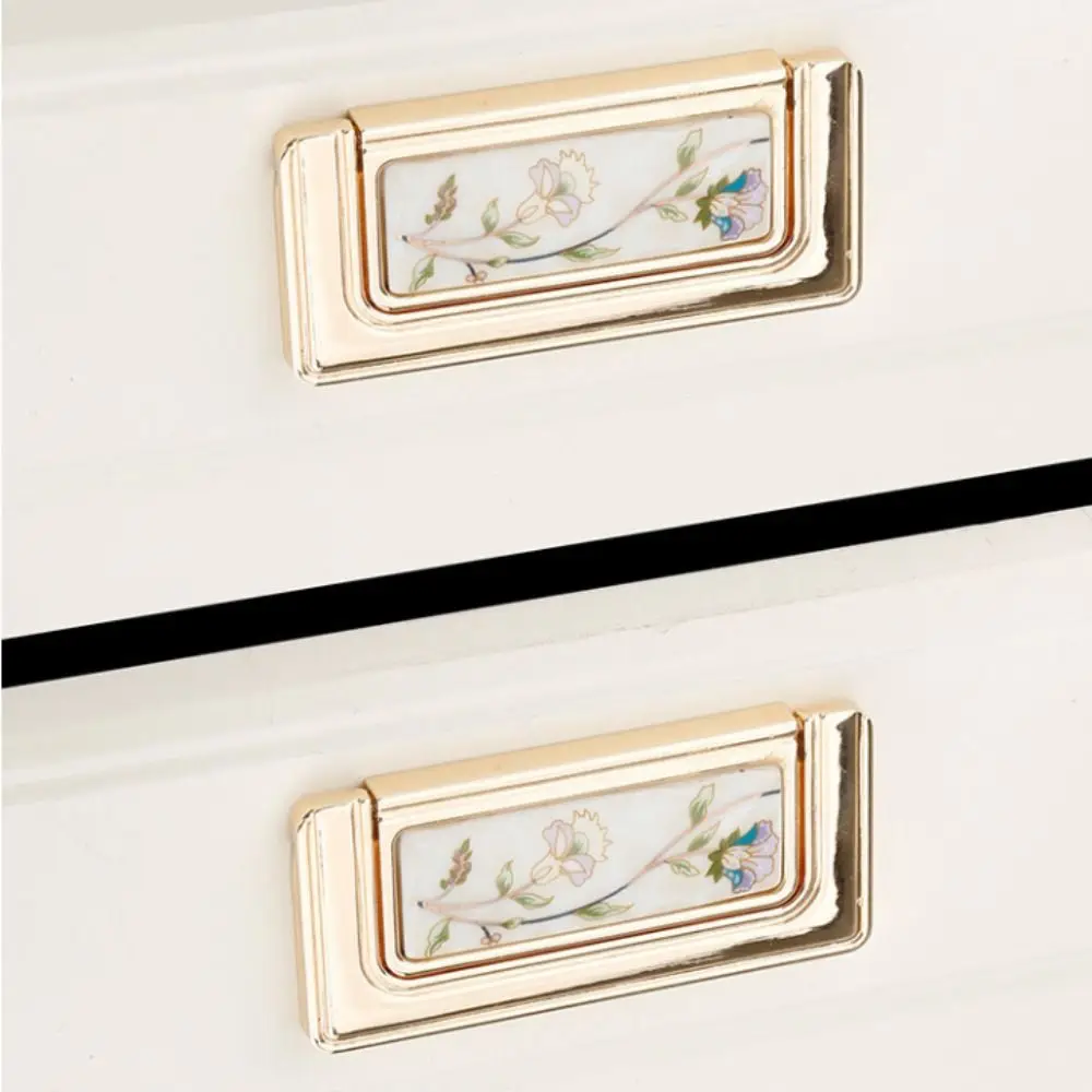 Zinc Alloy Gold Kitchen Cabinet Handle Stylish Design Modern Ceramic Drawer Pulls Light Luxury Elegant European