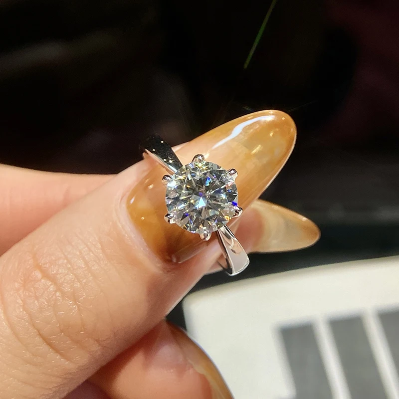    GRA 0,5–1 ct echter Moissanit-Diamantring für Damen, 925er Sterlingsilber, Alltagskleidung, Party, wunderschöner, hochwertiger, edler Schmuck
