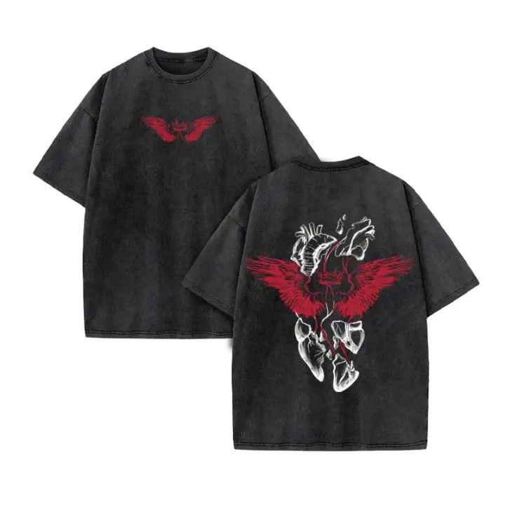 تي شيرت رجالي كريستيان تي شيرت مطبوع الرجال القوطية الرجعية المتضخم غسل تي شيرت Y2K تي شيرت على طراز هاراجوكو للجنسين #3