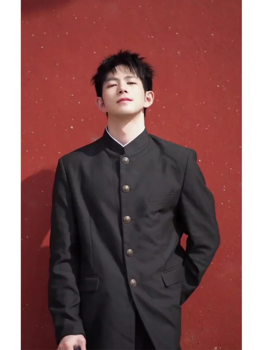 

New Sle Men's Zhongan Suit Jaet oulder Pads Faionable Youthful Loose Fit Autumn Winter Outerwear Casual Wear