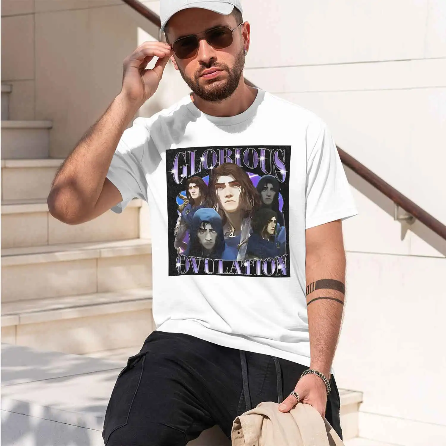 Anime Arcane Viktor Glorious Ovulation Grh T Shirt Men Vintage Washed T-shirts Casual d T-shirt Harajuku Tops 2026 New Model Men