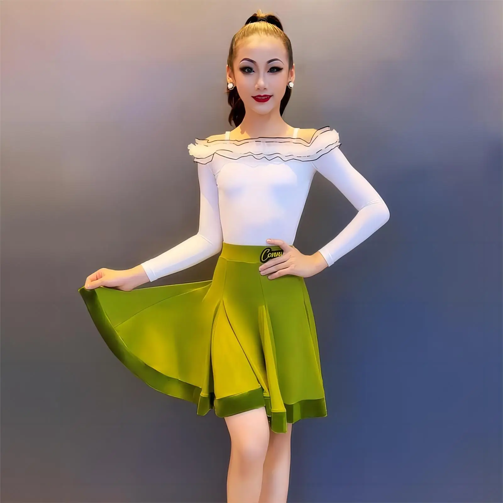 op maat gemaakte vrouwen volwassen meisjes Latin danskostuum training concurrentie speciale prestaties set franje rok faldas sexy jurk