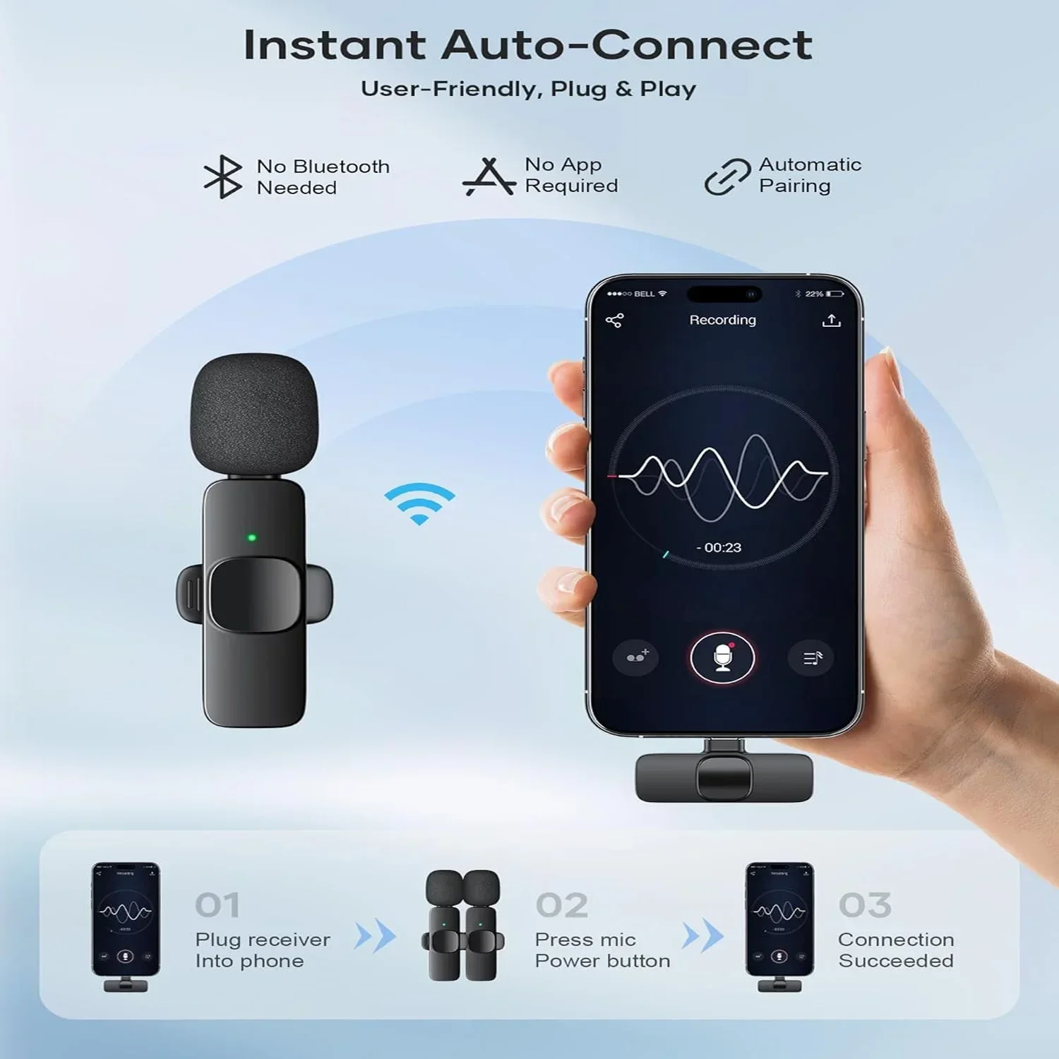 ميكروفون Lavalier لاسلكي جديد للبث المباشر/يوتيوب/تيك توك/فيسبوك ميكروفون للحد من الضوضاء المباشرة لهواتف iPhone/Android #3