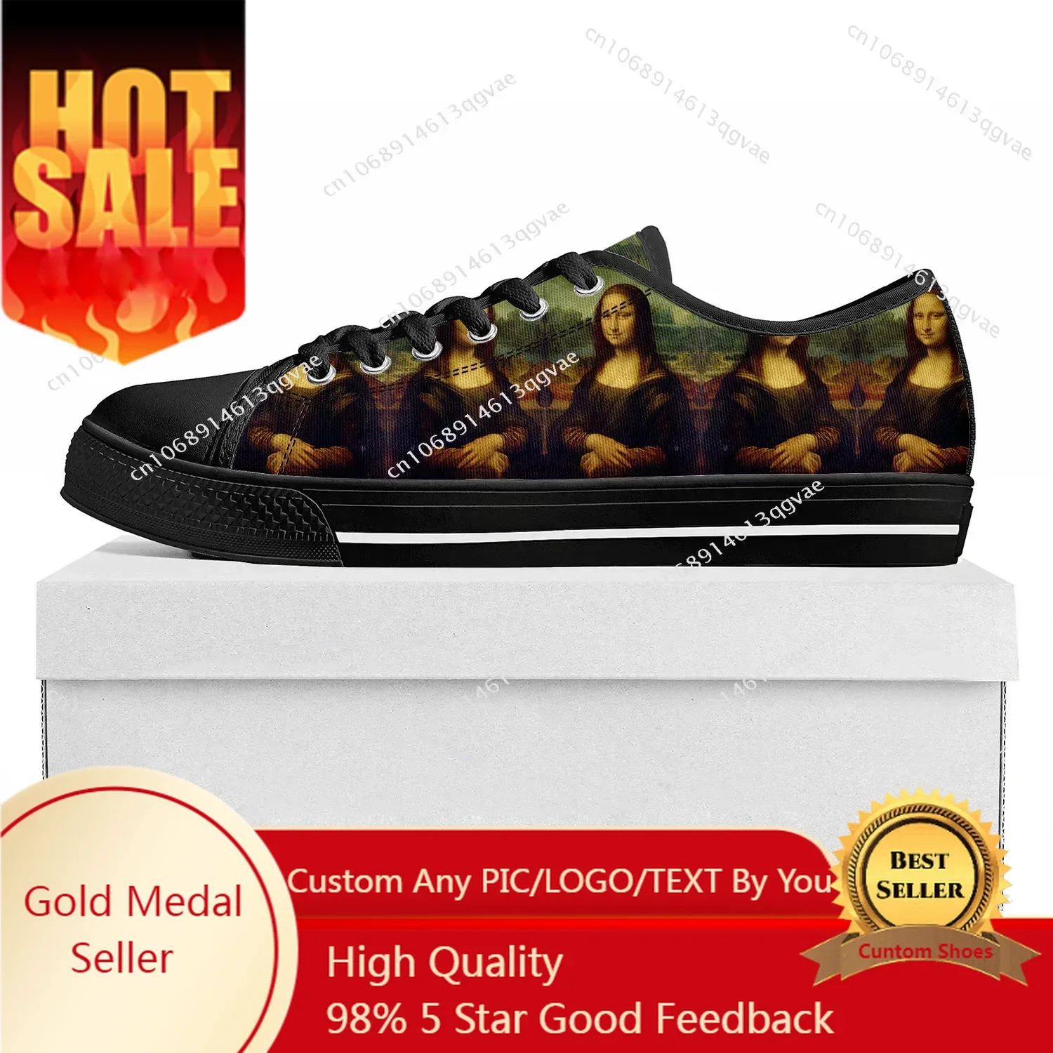 

Mona Lisa Low Top High Quality Mens Womens Teenager Canvas Sneakers Customized Flat Shoe Custom Made Sneaker Casual Couple Shoes