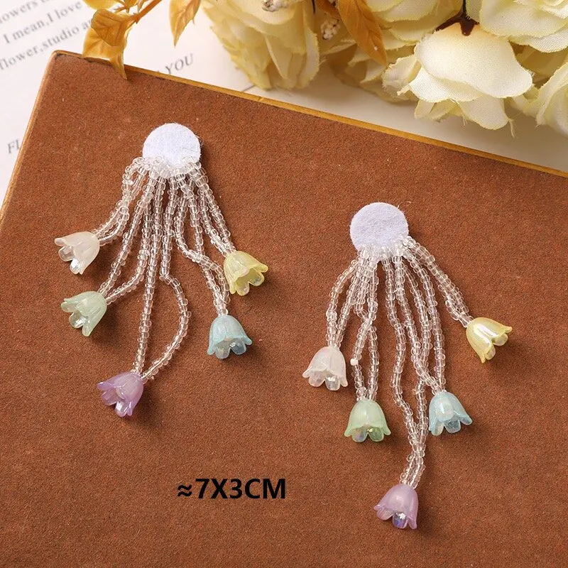 

Новые стеклянные бусины из бисера с цветком лилии и кисточкой, висячие 10 шт., оптовая продажа, серьги для шитья своими руками, аксессуары для изготовления ювелирных изделий