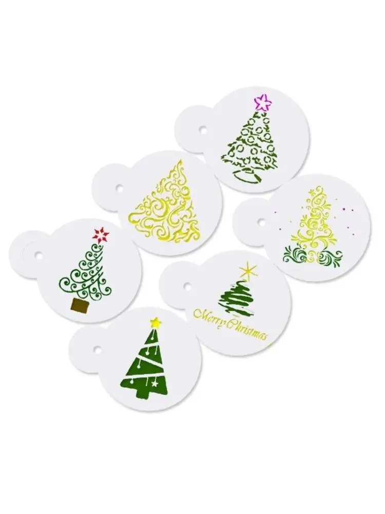 

G6KF 6 Pcs DIY Hollow Painting Stencils Christmas Tree Templates Art Home Decoration