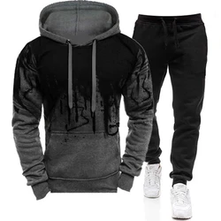 Autumn and Winter Season Men's Jacket Hooded Pullover+Sports Pants Men's Sports Casual Jogging Sportswear Two Piece Set Men's Wo