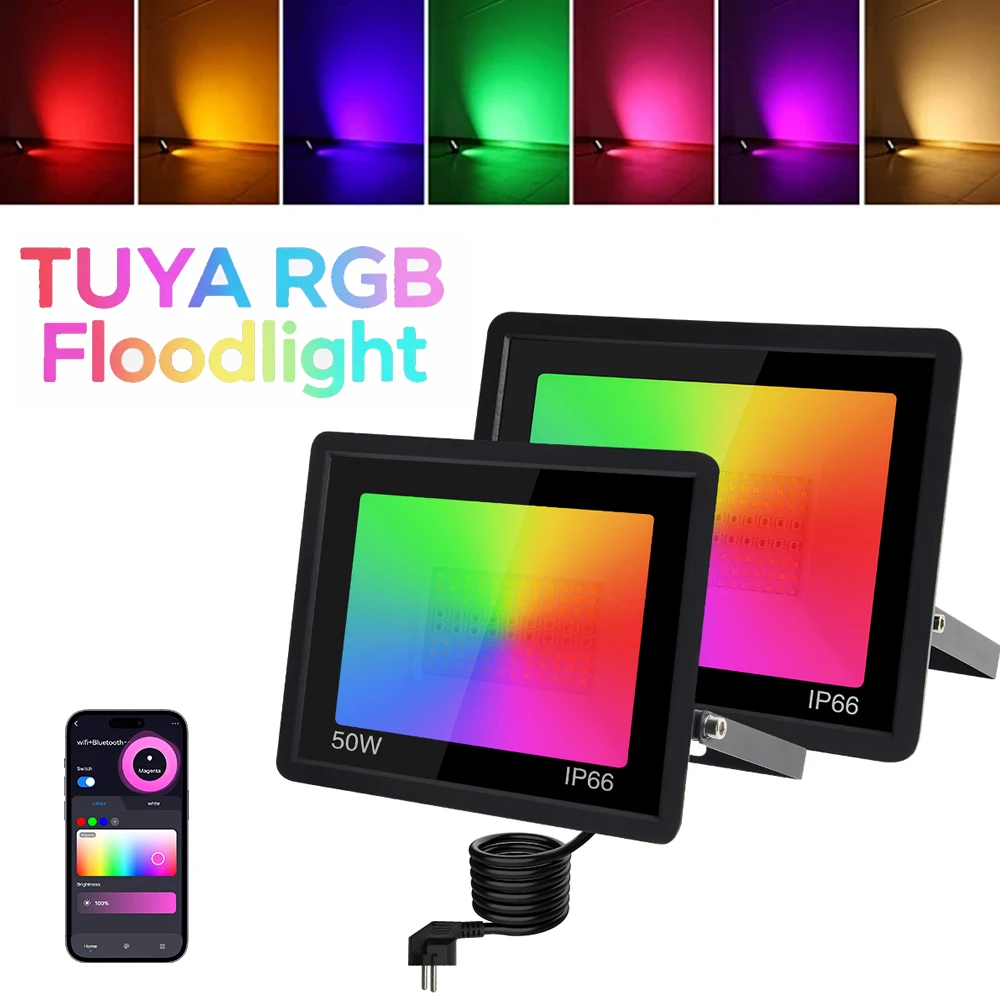 Pop LED RGB Floodlight TUYA Smart Control Spotlight RGBCW WIFI Dimmable Garden Lights IP65 Outdoor Multicolor Landscape Floodlig