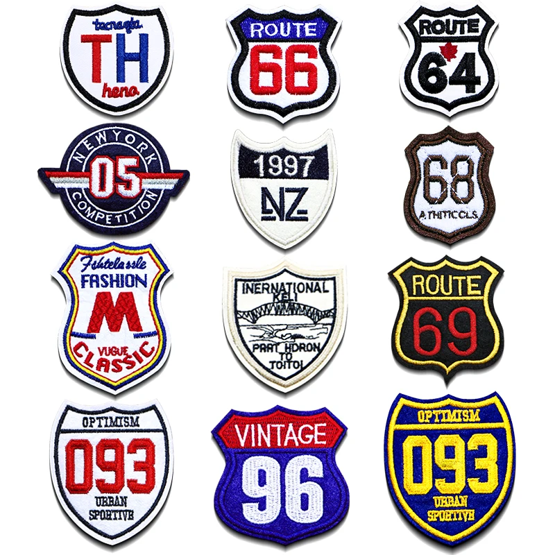 Shield Number Letter A British Style Totem Icon Embroidered Applique Patch for Clothing DIY Sew up Badge on the Backpack