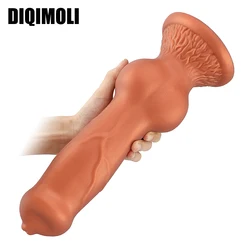 Oversized Liquid Silicone Dog Dildos Anal Plug Soft Penis Anal Dilator Stimulate Vagina Anus Animal Phallus Butt Plug Sex Toys