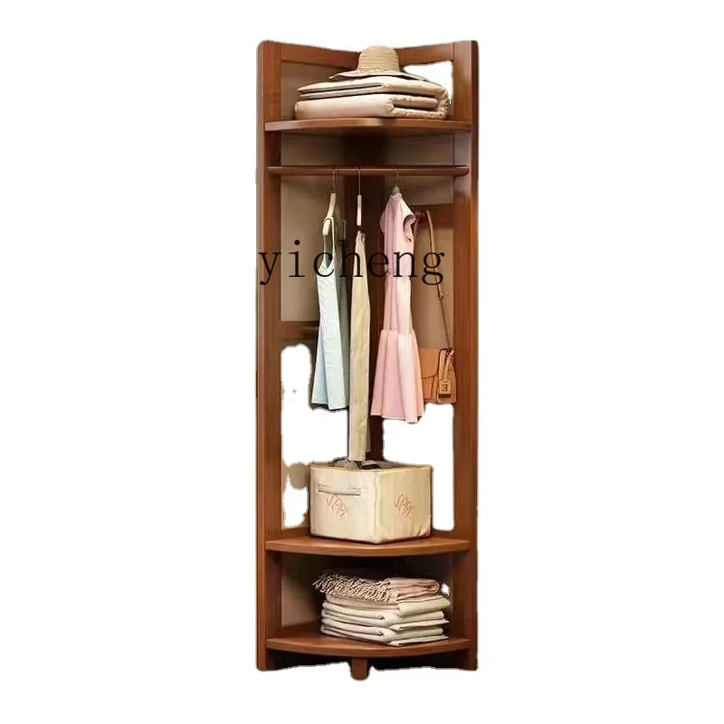 

Solid Wood Corner Coat Rack Floor Bedroom Triangle Clothes Rack Storage Rack Clothes Hanger