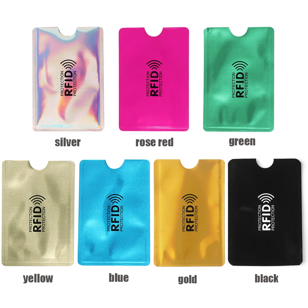 5Pcs Anti Rfid Colors Blocking Reader Lock Card Holder Id Bank Card Case Protection Metal Credit Card Holder Aluminium