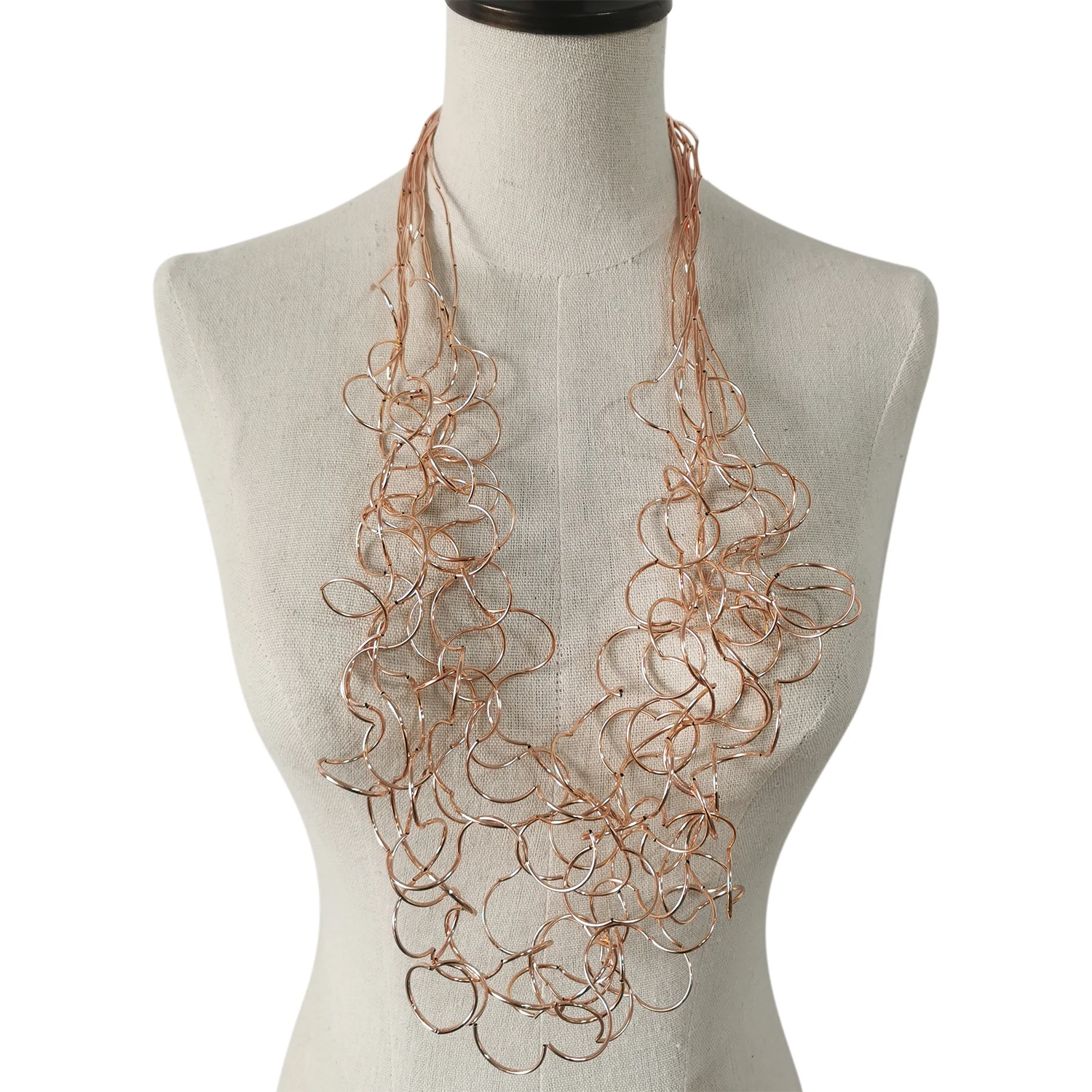 STRATHSPEY Mode Neue Lange Unregelmäßige Kupfer Rohr Halskette Für Frauen Aussage Chunky Multi Lay Schmuck – Detail 15