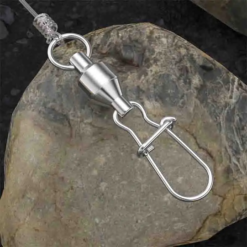 

10-20pcs FishTrip Ball Bearing Swivels With CRANE DUO LOCK SNAP Stainless Steel 20~100Pack Sea Fishing Connector Terminal Tackle