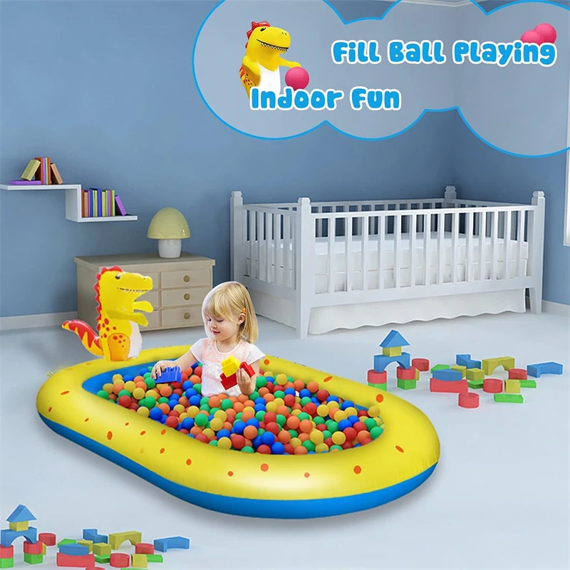Inflatable Sprinkler Pool สําหรับเด็กน่ารักไดโนเสาร์ Kiddie Pool 3-in-1 Backyard Splash Pad ว่ายน้ํากลางแจ้งน้ําของเล่นสําหรับเด็กวัยหัดเดิน