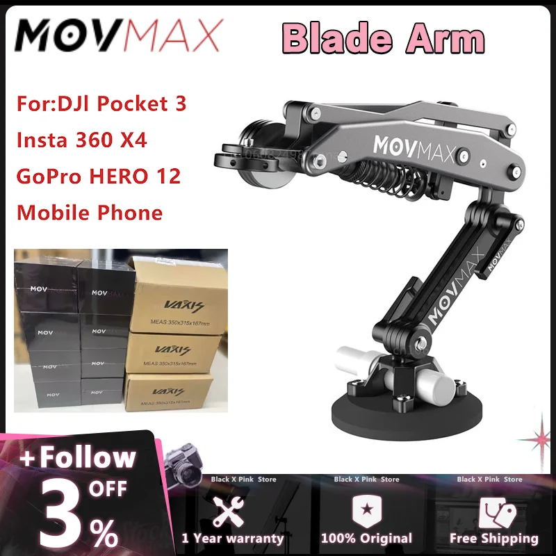 movemax Blade Arm N2 Arm Technologie: Der ultimative Helfer für mobile Videoproduktion mit DJI Pocket 3, Insta360 X4 und GoPro HERO 12