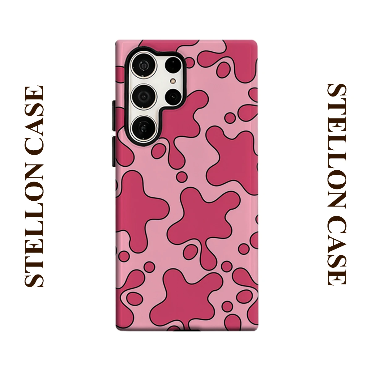 Two Tone Pink Blob Outline Phone Case For Samsung Galaxy S25 S24 S23 Ultra Plus A35 A55 Glossy HD Hard Cover Film Shell