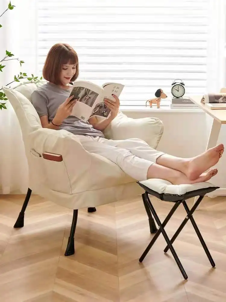 New Living Room Chairs Lazy Sofa Chair Leisure Home sofa chair with foot stool Bedroom Home comfortable Office Armchair