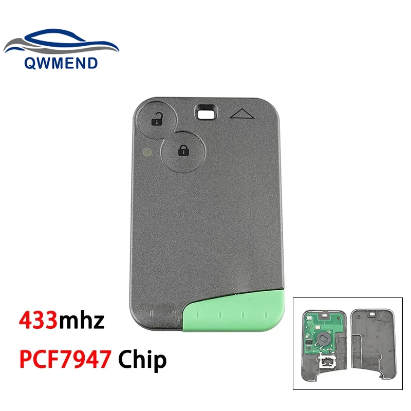 

QWMEND for Renault Key 2 Buttons 433mhz Car Remote Key for Renault Laguna Espace Vel-Satis PCF7947 Chip Smart Car Keys