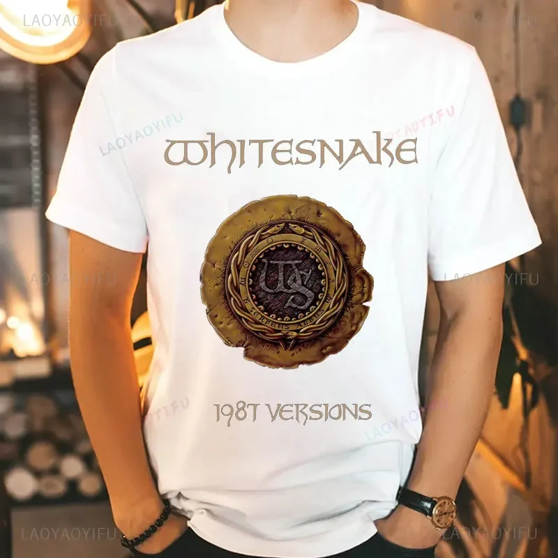 Classic Whitesnake Logo Tops Whitesnake-1987 Whitesnake Rock Band Man Cotton Tees Whitesnake Concert,whitesnake Album T Shirt