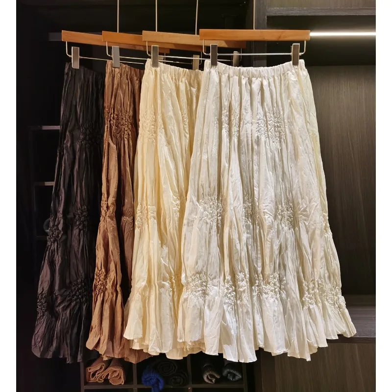 

Плиссированная юбка Miyake с пэчворком и широким подолом, летняя новинка 2026 года, универсальная, для повседневной носки, с эффектом похудения, А-силуэт, средней длины