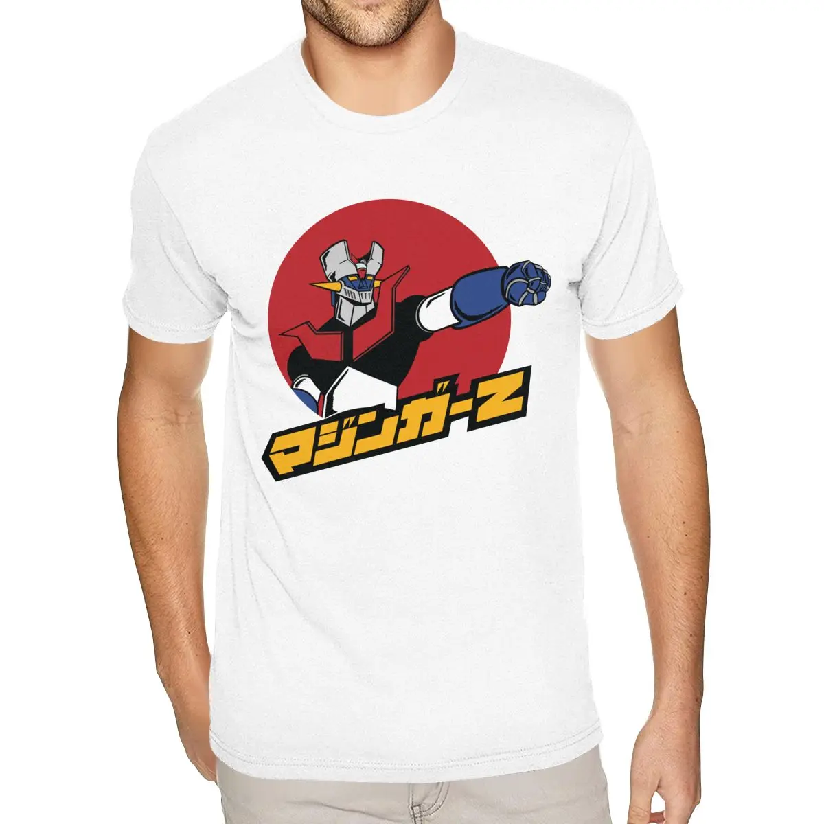 

Birthday Mazinger Z Cartoon Anime Tees Shirts Mens Plus Size Short Sleeved Pure Cotton White Crew Neck Tees