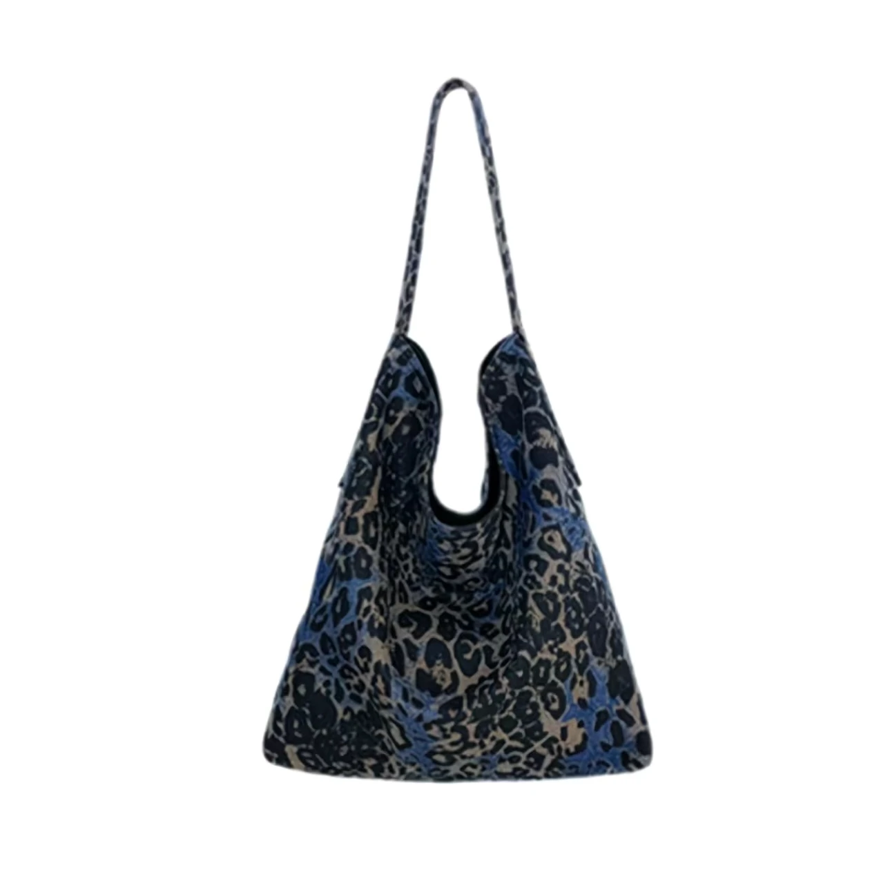 

Niche Design Denim Leopard Print Tote Bag High-Quality Large-Capacity Soft Bag Commuter Shoulder Bag
