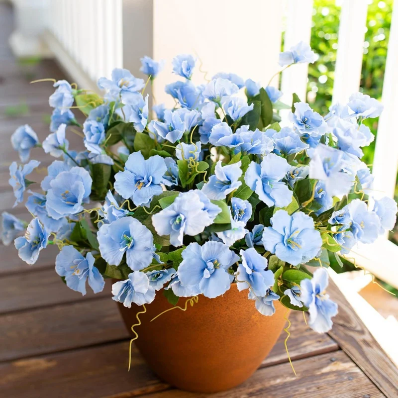 6 قطعة باقة الزهور الاصطناعية الكركديه الزهور وهمية الزخرفية لديكور المنزل خارج حديقة الشرفة فناء شرفة ديكور