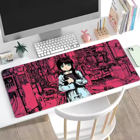 Anime S-Serial Experiments Lain Mousepad Large Anti-Slip Mouse Pad Stitched Edges Mat Durable Desk Laptop Gaming​ Keyboard Pad