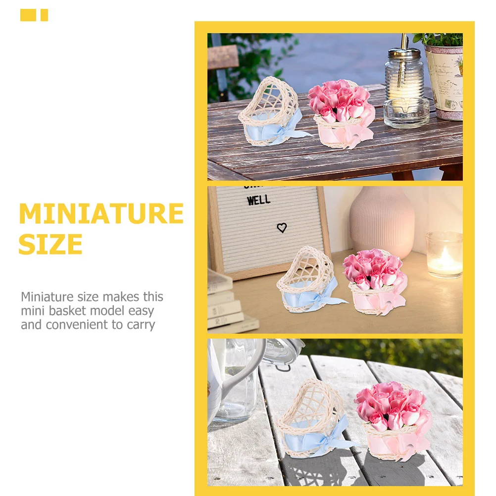 6 ชิ้นงานฝีมือสําหรับเด็กตะกร้าดอกไม้ Mini House Decor คู่มือทอสีฟ้ารุ่น Supply Baby