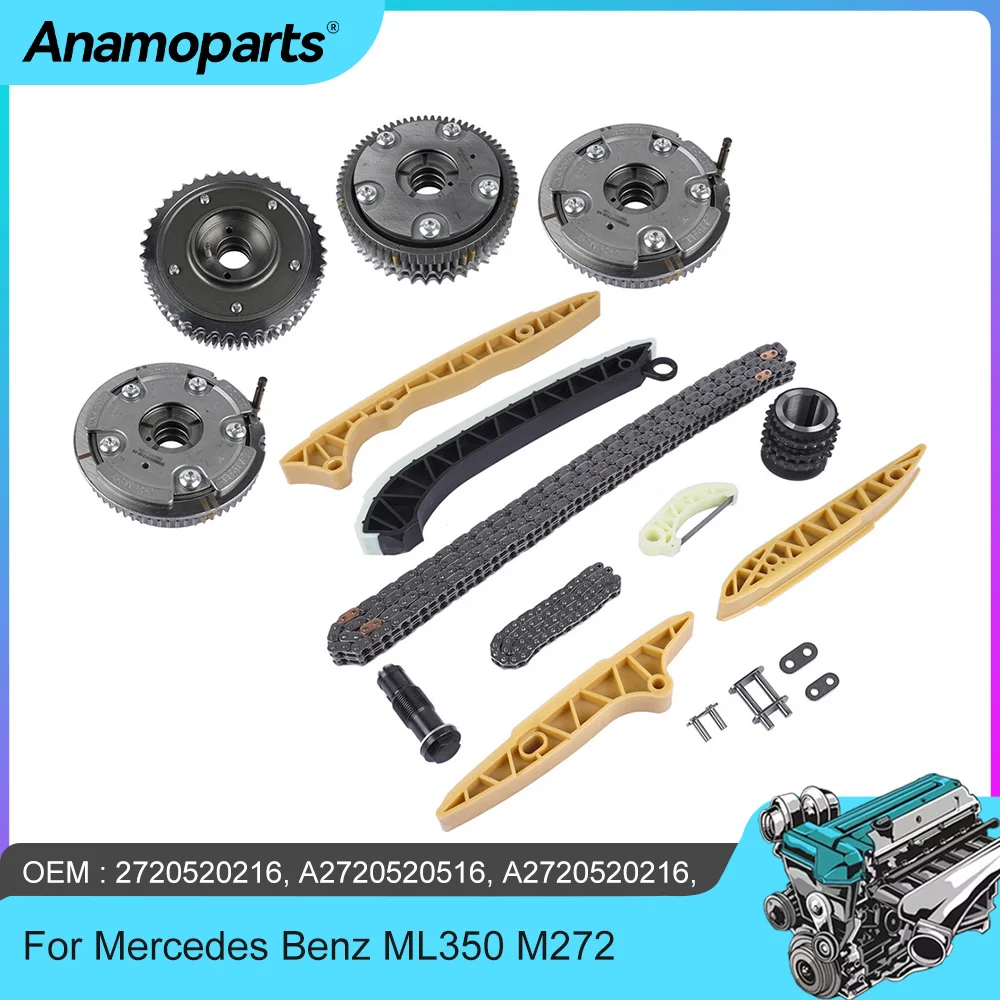 Engine Timing Chain Kit Camshaft VVT Gear Exhaust Intake Fit  2.5 3.0 3.5 4.7 5.5 L M272 M273 V6 V8 Gas For Mercedes Benz ML350