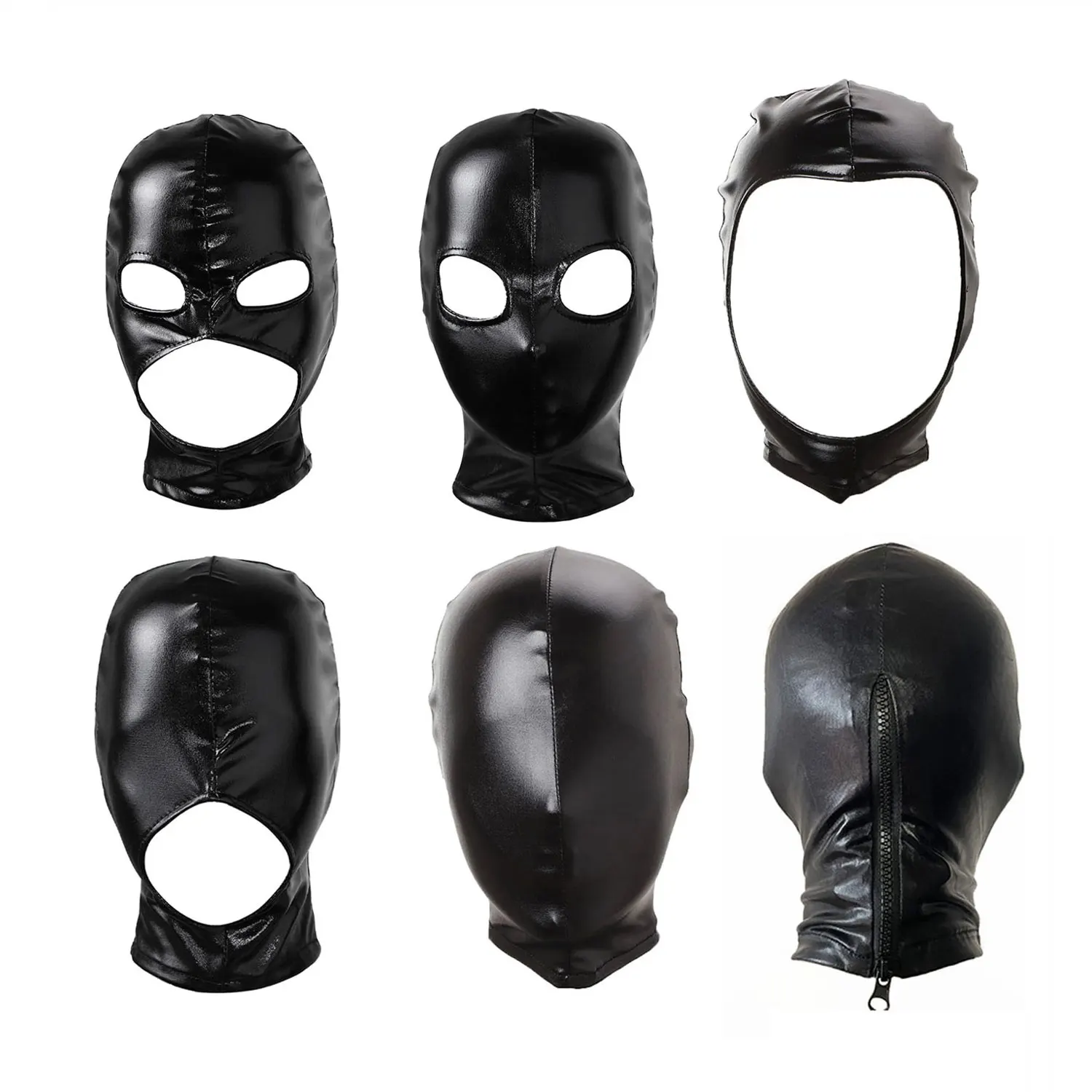 Women Mens Latex Face Mask Bronzing Cloth Open Mouth and Eye Glued Head Cover Couples Adult Face Mask Hood for Role Play Costume