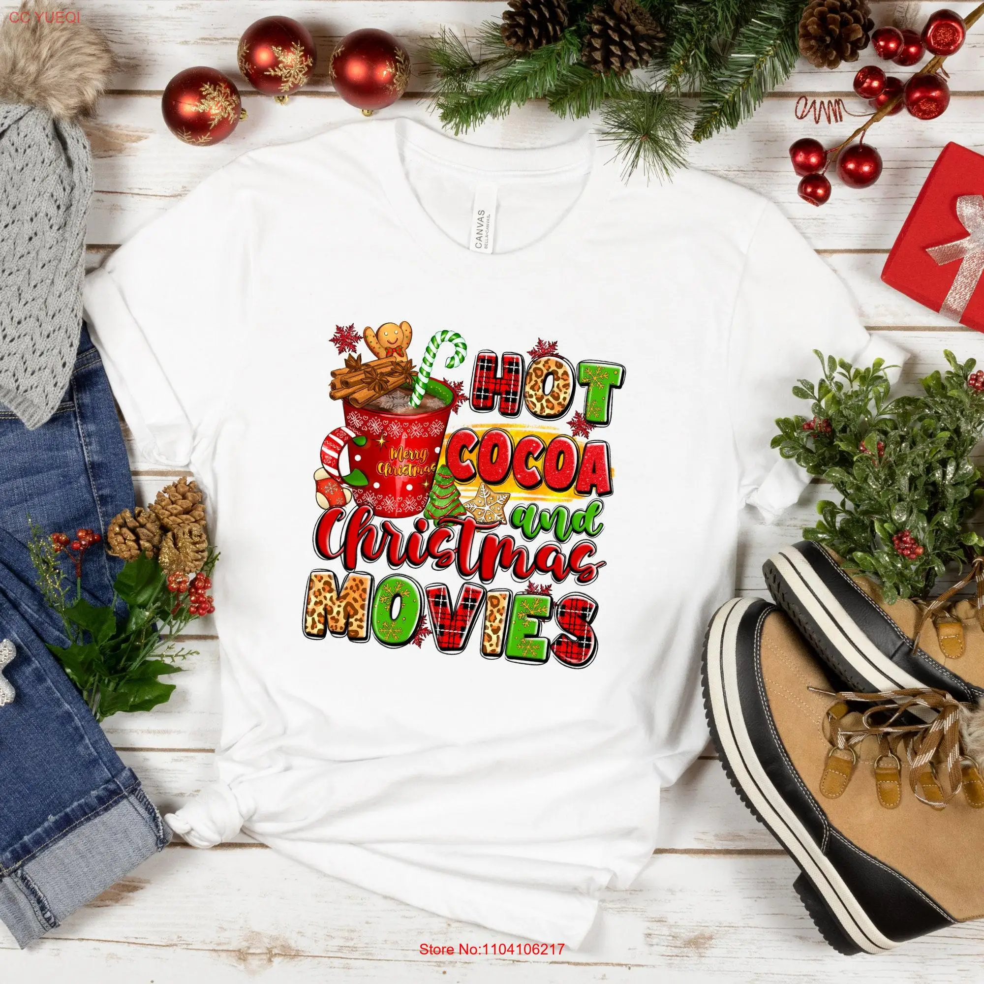 Cozy Up with a Hot Cocoa and Christmas Movies T Shirt Perfect for Holiday Movie Marathons long or short sleeves