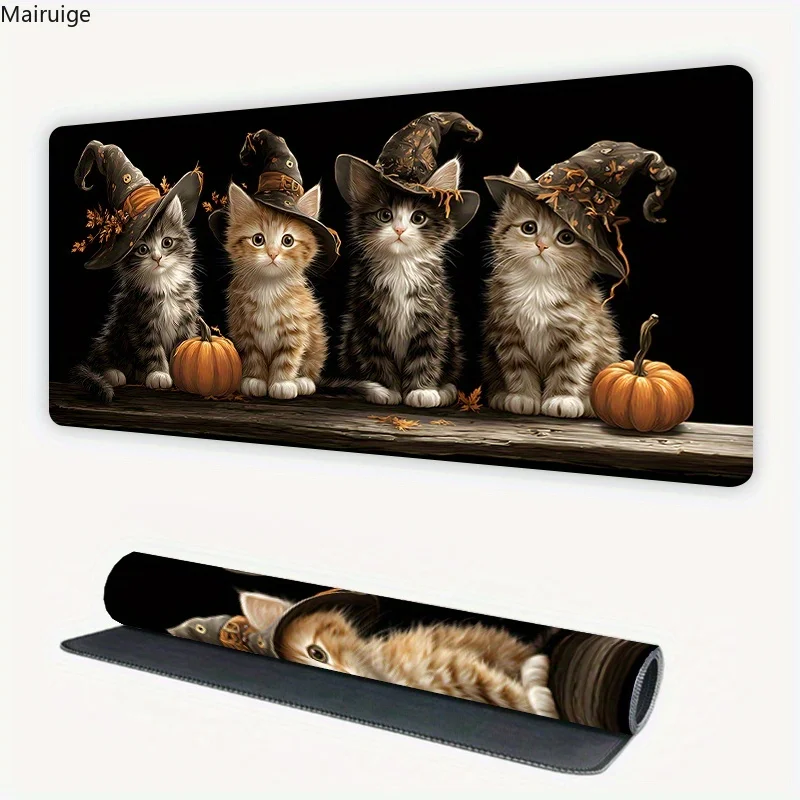 

cute Halloween cat Mouse Pad Large Anti-slip Rubber MousePad computer office gaming desk pad keyboard long table pad 900x400mm