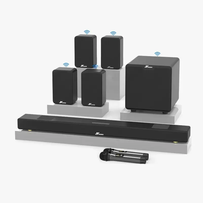 

7.1 HD Wireless Home Theater Surround Sound System for TV with Big Sound Wired Subwoofer and 2 Pairs of Surround Speakers